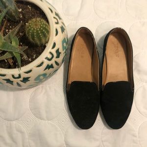 Black suede and leather loafers